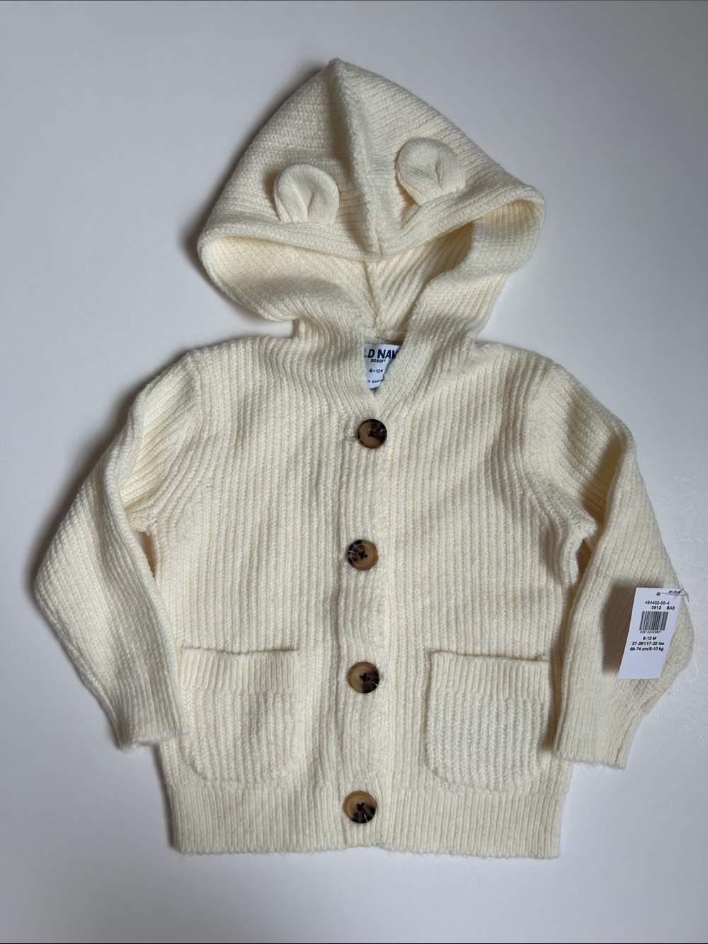 Old Navy Cream Hooded Knit Cardigan with Ear Details - Kids